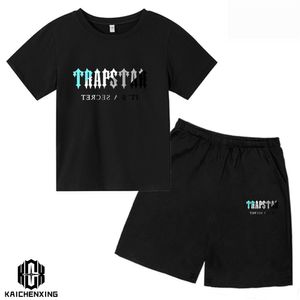 Camisetas 2023 verano TRAPSTAR camiseta niños playa pantalones cortos conjuntos Streetwear chándal hombres mujeres ropa niñas ropa deportiva 230626