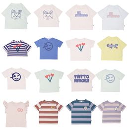 Camisetas 2023 Wyn camiseta para niño niña impresión manga corta camisetas chico rayas camisetas ropa verano niño lindo algodón Tops 1 12 años 230711