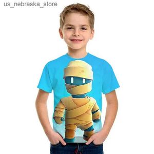 T-shirts 2024 struikelen jongens 3d geprinte kinderen t-shirt jongens en meisjes Harajuku shirt cartoon Funny Boys T-shirt top woensdag kinderen kleding Q240418