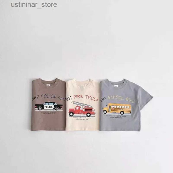 Camisetas 2024, novedad de verano, camisetas de manga corta para bebés, camisetas con estampado de dibujos animados de coche bonito para niños y niñas, Camiseta de algodón para niños pequeños, Tops informales 24328