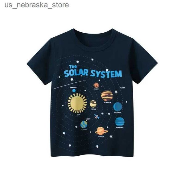 T-shirts 2024 Été Nouveau enfant coréen Childrens à manches courtes T-shirt Boys Vêtements solaires Imprimé Coton Top Tee Shirt Kids Tentime Dropship Q240418