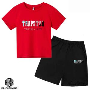 T Shirts 2024 Summer Trapstar T -shirt Kids Boys Beach Shorts Sets Streetwear Tracksuit Men Men Dames Kleding Girls Sportkleding Shirt 6925