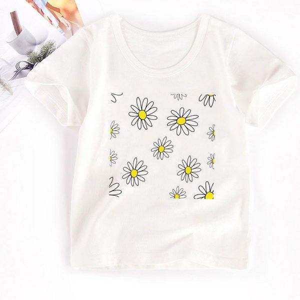 T-shirts 24M-8T Filles Chemises Ours Plante Impression Enfants T-shirt À Manches Courtes Garçon D'été T-shirts Enfants Vêtements Blancs Confortable Mode KawaiiT-sh