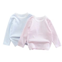 T-shirts 27kids herfstmeisjes t-shrit volledige mouw top katoenen stof zoete kleur roze en blauwe veer trui shirt-shirts