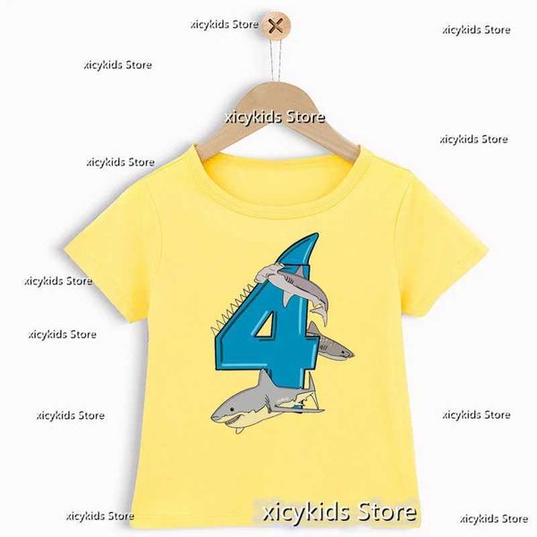 T-shirts T-shirt d'anniversaire de 3-9 ans pour garçons Great t-shirt de requin blanc Gift For Childrens Birthday T-shirt Nom personnalisé