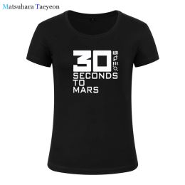 T-shirts 30 secondes à Mars Fashion Femmes T-shirts Music Band Tshirt Short Sleeve Cotton 30stm Women Tshirt Tops Tee T155