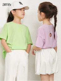 T-shirts Amii enfants t-shirts pour filles à manches courtes coton lâche 2022 été enfants 3-16y adolescents vêtements hauts T230209