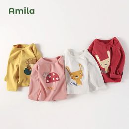 T-shirts Amila Kinderkleding 2023 Lente En Herfst Baby Meisjes Top Lange Mouwen Cartoon Fashion Kid's T-shirt 231018