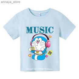 T-shirts anime doraemon a droom kleding zomer korte mouw t-shirt plezier geprinte cartoon doraemon een droompatroon top kinderen t-shirtl2404