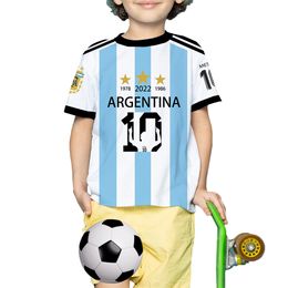 T-Shirts Argentinien 3 Sterne Aufdruck T-Shirt Kinder Nummer 10 Lässiges Jersey Cooles Jungen-Mädchen-Top mit kurzen Ärmeln 4–12 Jahre Kinder-T-Shirt 230508