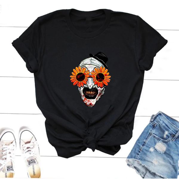 T-shirts Art The Clown Terrifiant Horror Movie Tshirt Women Men Harajuku Tee Shirts Summer Soft Pullover Female Vêtements Tops