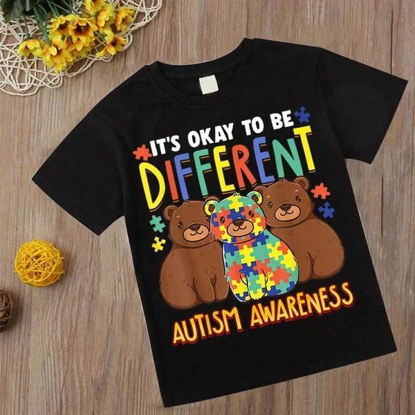 T-shirts Autism Boys T-shirt manches courtes coton tops filles bébé enfants vêtements d'été Tshirt Dinosaur Tee Vêtements pour tout-petits 2-14 ansl2405