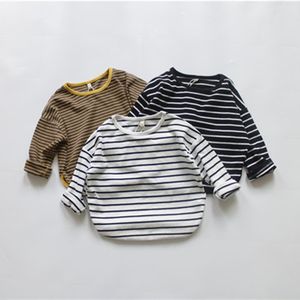 T-shirts automne bébé garçons rayé à manches longues hauts Style coréen enfants T-Shirts occasionnels enfants vêtements 230224