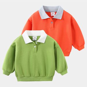 T-shirts Herfst Lente Casual 2 3 4 6 8 10 Jaar Kinderen Turn down Kraag Lange Mouw Kleur Patchwork sweatshirt Voor Kinderen Baby Jongens 230627