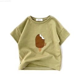 T-shirts Baby Boy Ice Cotton Korte Meved Casual Style Shirt Soft Girl T-Shirt O-Neck Zipper Childrens Topl2404
