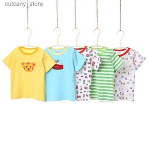 T-shirts Baby Jongens T-shirt Cartoon Print Katoenen Tops T-shirts T-shirt Voor Kinderen Kinderen Uitloper Kleding Groothandel Voor Warm Seizoen 3-24 Maanden L240311