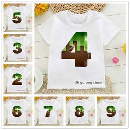 T-shirts Baby Cartoon Gedrukte Happy Birthday MC Game Numbers 2-9 Naam Gedrukte T-shirts voor kinderen T-shirts jongens en meisjes cadeau t-shirtsl2404