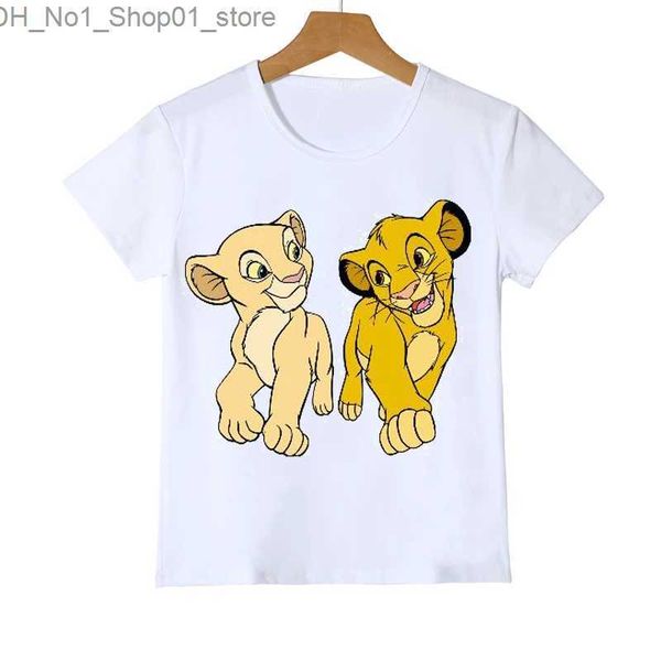 Camisetas Bebé Ropa para niños Lindo Rey León Animal Print Camiseta para niñas / niños Divertido Kawaii Ropa para niños Camiseta Camisetas Tops Q240218