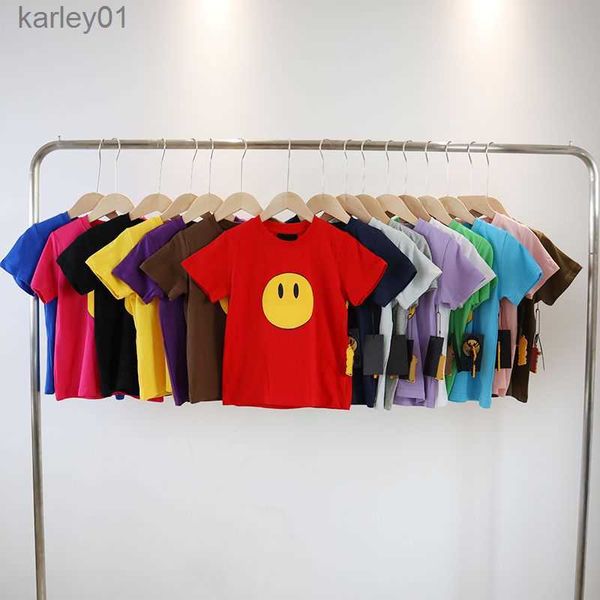 T-shirts Bébé T-shirts Dr Enfants Vêtements Filles Garçons Draws Smile Face Kid Coton Designer Simple T-shirt à manches courtes Enfants T-shirts multicolores 240306