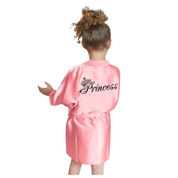 Camisetas Albornoz Pijamas Niño Ropa de dormir Seda Niños Kimono Satén Niñas Batas sólidas Bebé Tops Camisetas