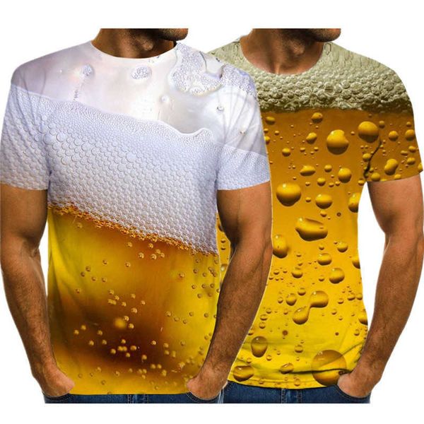 T-shirts Bière 3D T-shirt imprimé drôle nouveauté T-shirt col rond manches courtes hauts 2023 été unisexe mode tenue de rue vêtements