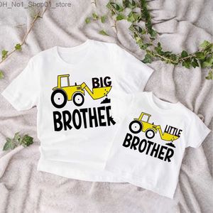 T-shirts Big Brother Little Brother Famille Vêtements Assortis Ingénierie Camion Imprimer Garçons T-shirt Enfants À Manches Courtes T-shirt Frère Tenue Q240218