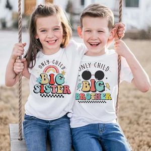 T-shirts Big Sister Big Brother Imprimez T-shirt Baby Annonce T-shirt Boys Girls Courtettes CHARGES TOPS FASHER