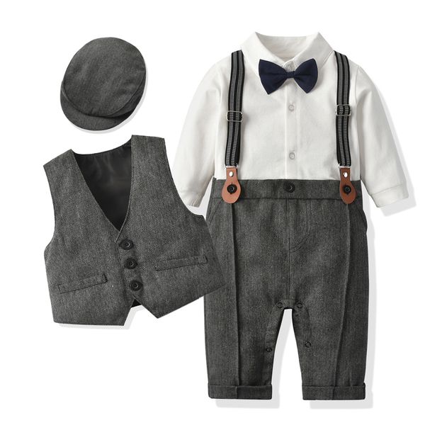 T-shirts Born Boy Vêtements formels Set Infant Boy Gentleman Birthday Reuper tenue avec gilet à manches longues