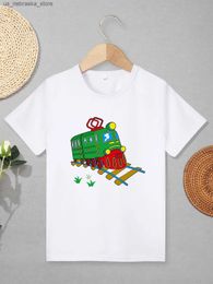 Camisetas Boy Cute Train Train Cartoon Baby Boy Clothing Instagram Popular Childrens White COFORTE Summer Fashion Cool Camiseta 2021 Q240418