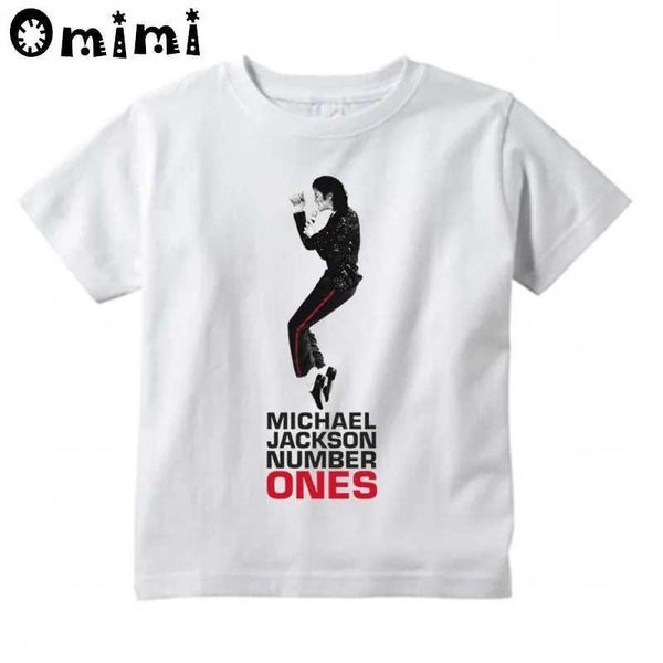 T-shirts Boy / Girl Michael Jackson Rock Star Bad Design T-shirt Musique Childrens Blanc Short Top Childrens Rock T-shirt OO5145L240509
