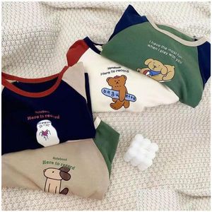 T-shirts Jongens Cartoon bedrukt T-shirts met ronde hals Baby's Meisjes Top met lange mouwen Contrasterend T-shirt Lente Herfst Draag Casual Sportkleding Otbvw