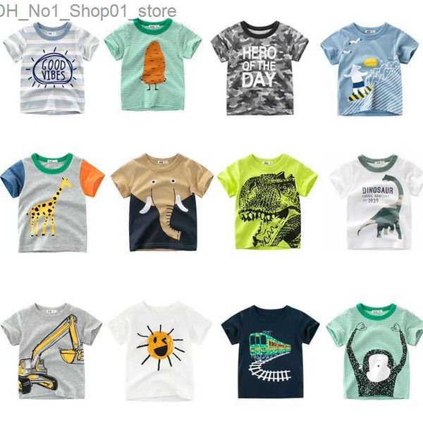 Camisetas Niños Niñas Camisetas de dibujos animados Niños Camiseta con estampado de dinosaurios para niños Camiseta de manga corta de verano Tops de algodón Ropa Q240218