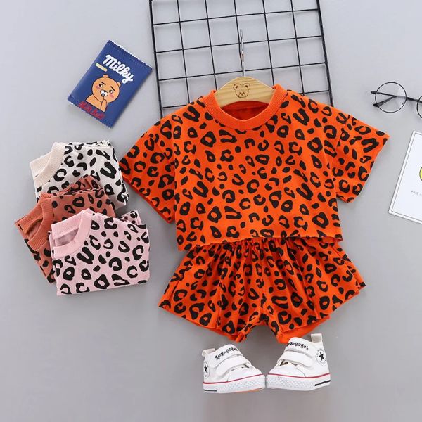 Camisetas para niños niñas leopardo estampado de algodón para camisetas de camisetas