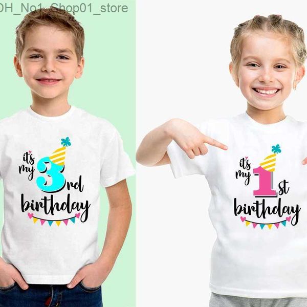 T-shirts Garçons Filles Anniversaire d'été 1 2 3 4 5 6 7 ans T-shirts à manches courtes pour enfants T-shirts pour garçons T-shirts pour enfants Filles Tops T-shirt à col rond Q240218