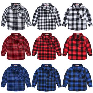 T-shirts Boys Chemises Classic Casual Plaid Child Shirts Kids School Blouse Red Tops Vêtements Enfants Enfants Plaid 28 ans