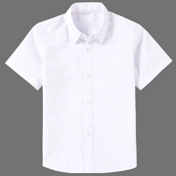 T-shirts Boys Shirts blancs pour enfants Vêtements Coton solide Coton Short Shirts Formes Uniforme scolaire Teenagers 6 8 10 12 14 ANS Vestidos
