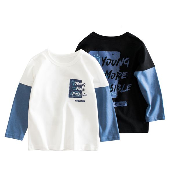 T-shirts marque vêtements pour enfants automne Style coréen garçons chemises à la mode lettre impression hauts t-shirts enfants vêtements 230605