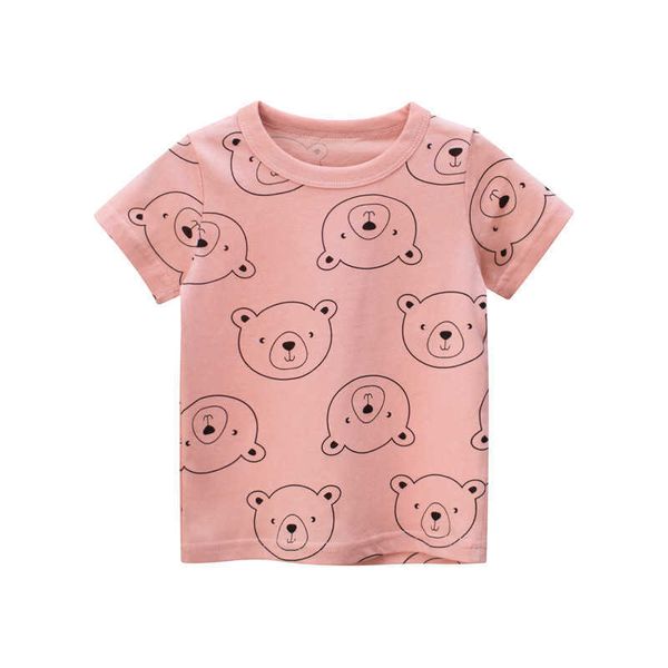 Camisetas Marca Ropa para niños Verano 2022 Moda Chicas Patrón de oso Camiseta de algodón de manga corta Ropa de bebé al por mayor T230209