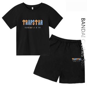 Kledingsets Brand Trapstar T -shirt Kinderkleding Boys Tracksuitsets Harajuku Tops T -shirt grappige hiphop kleur t shirt beache casual shorts set 230523