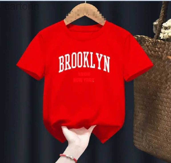 Camisetas Brooklyn 1898 Nueva York, camisetas lindas para niño y niña, ropa con letras para niños, camisetas rojas Harajuku para bebé, Tops ldd240314