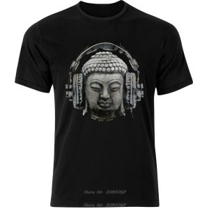 T-shirts Boeddha Banksy Hoofdtelefoon Quirky Street Art Graffiti Mens T-shirt T-shirt
