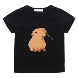 T-shirts Capybara Manga esthétique T-shirts mignon Cartoon Comic Tshirt 100% coton Tee-Shirt High Street Boys / Girls T-shirt D240529