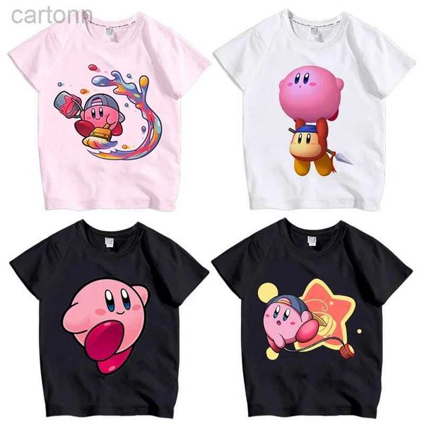 Camisetas Figuras de anime de dibujos animados Estrella Kirby Impresión Ropa para niñas Manga corta Kawaii Lindo Verano Adultos Niños Top Camiseta Jersey ldd240314