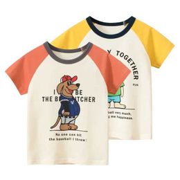 T-shirts dessin animé ours t-shirt garçons 2024 Été enfant à manches courtes coton top dinosuar t-shirt t-shirt cotouges en enfants
