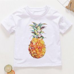 T-shirt Cartoon T Shirt Fashion Girls Kids TshirtsHumor Fruit Boys Tops Graphic Shirts Tees Ananas Design Abbigliamento per bambiniT-shirt
