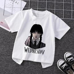 T-shirts Casual Top Wednesday Addams Kinderen T-shirt Ik Haat Mensen Cartoons Kleding Kid Meisje Jongen Nevermore Academy T-shirt Little Baby 230620