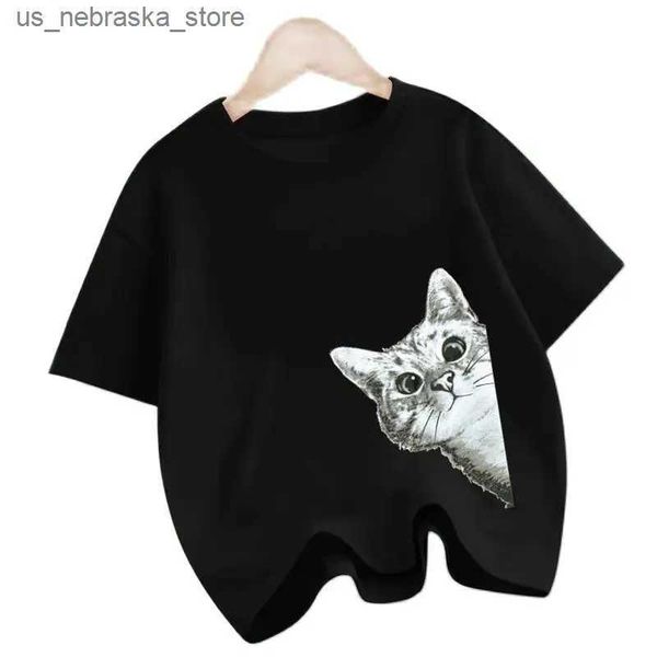 Camisetas Cat Camiseta de algodón de algodón Cat Cat Funny Print Camiseta de algodón