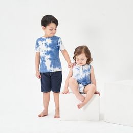 T Shirts Children Boy Girls Fashion Tie Dye Summer Katoen Casual T -shirt Kids Baby Infant Girl Romper Clothing 230411