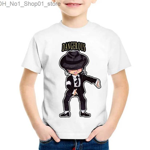 T-shirts enfants dessin animé Michael Jackson drôle t-shirt enfants Rock N Roll été hauts bébé garçons/filles vêtements décontractés Q240218