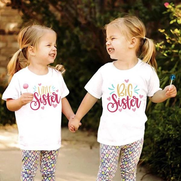 Camisetas Ropa para niños Big Sister Sisters Atfits a juego Twins Kids Girl Family Look Aonunciamiento Tops Camisetas
